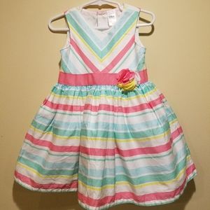 Carters 24 Months Pink White Teal Stripe Dress